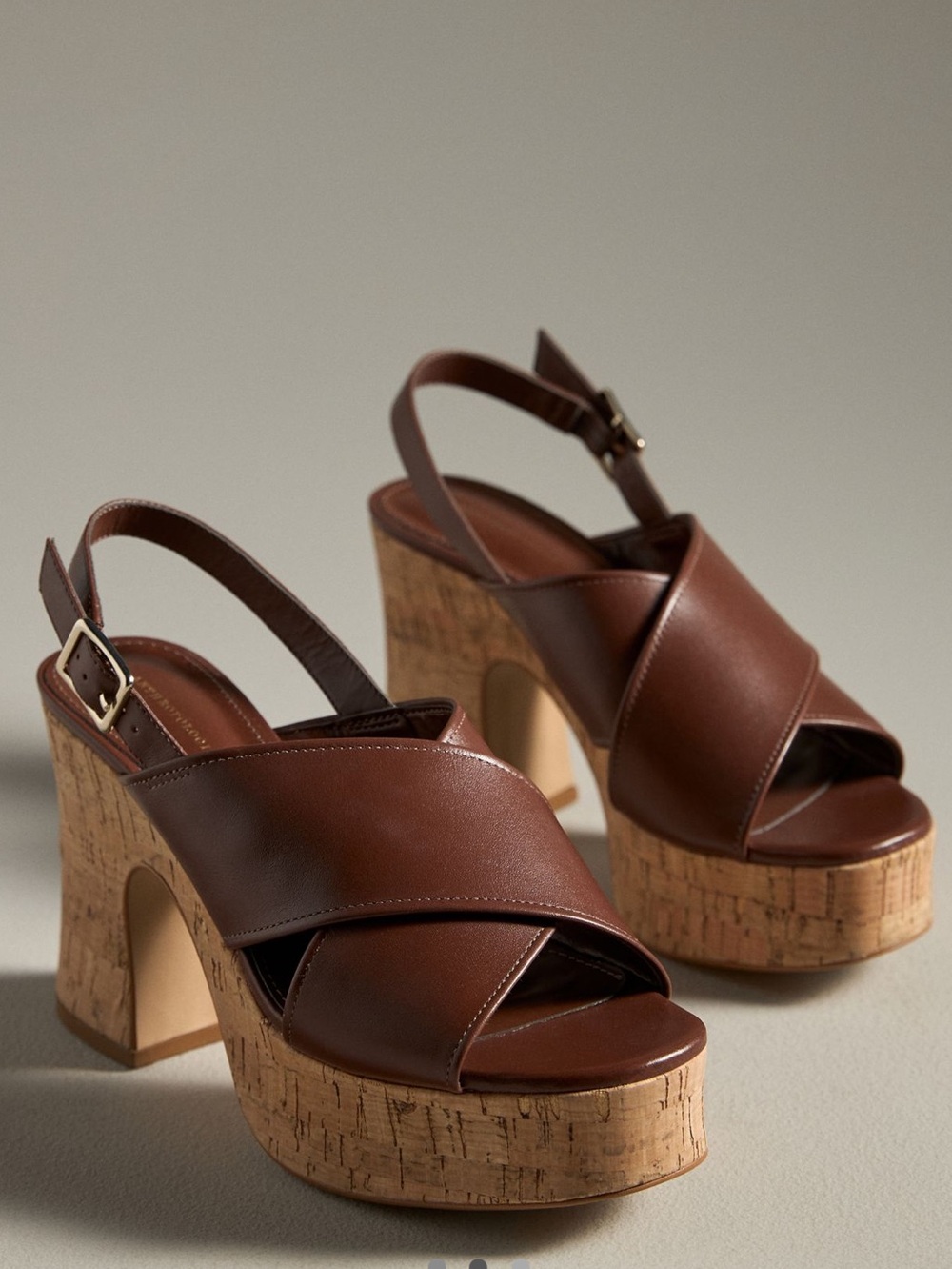 Anthropologie Cross-Strap Woven Platform Sandals NEW NIB Size 7.5/8 Brown